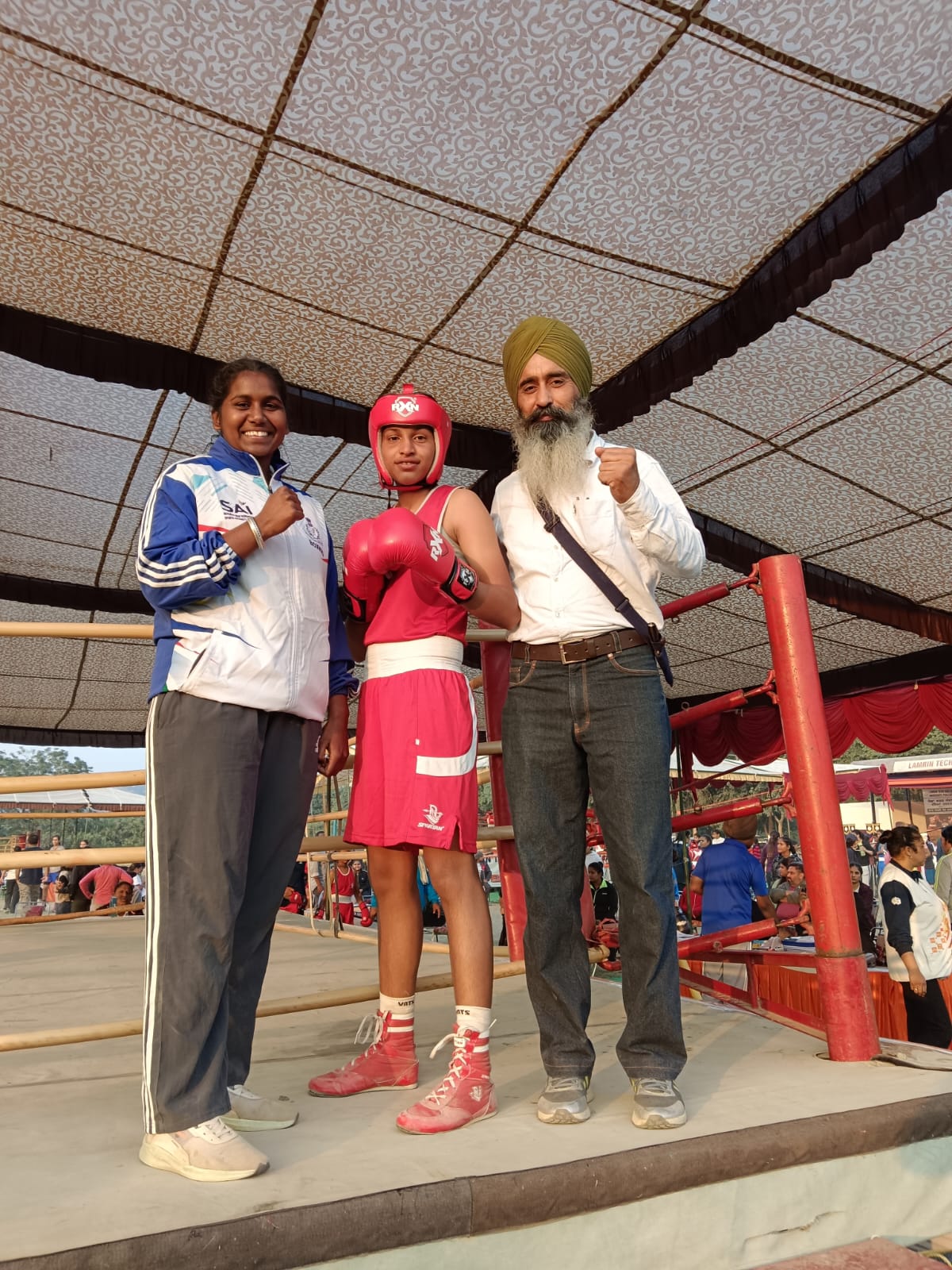 The pride of her society and the daughter of Punjab, Amandeep Kaur from Bathinda district, secured first position from Punjab in the 3rd season of "Kheda Watan Punjab diya" (Boxing Under-17).